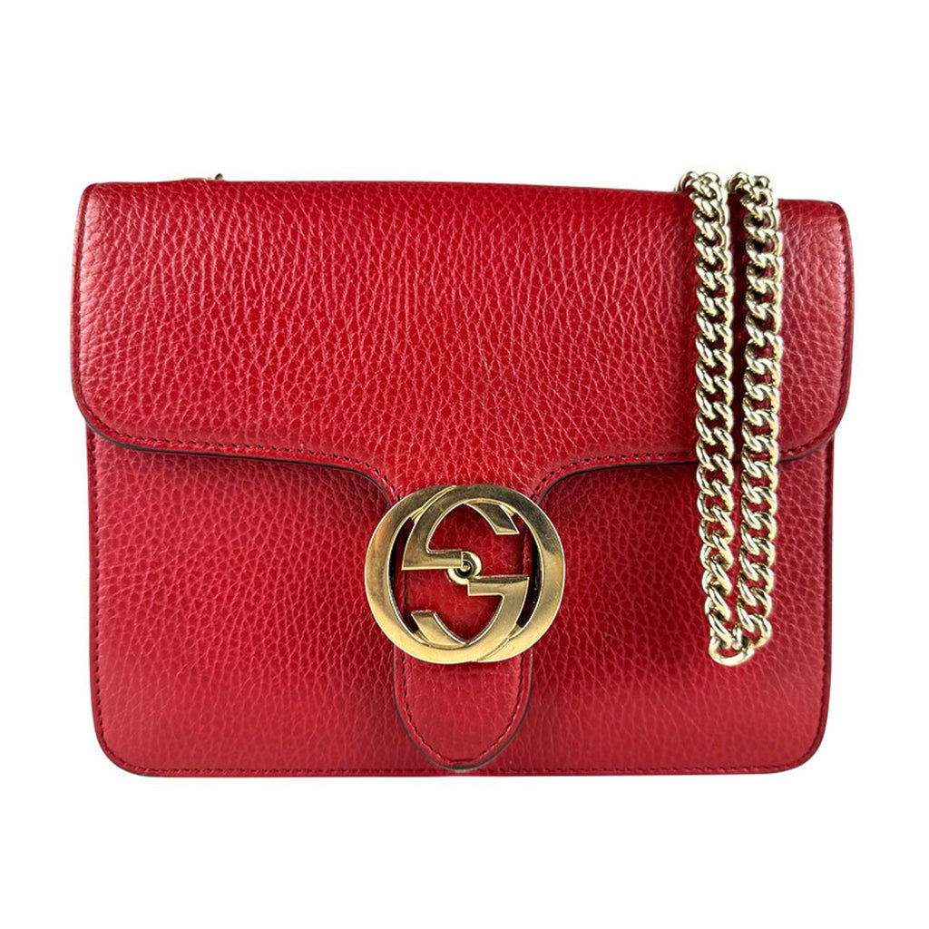 Gucci Red Color Leather Shoulder Bag (Pre-Owned)