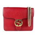 Gucci Red Color Leather Shoulder Bag (Pre-Owned)