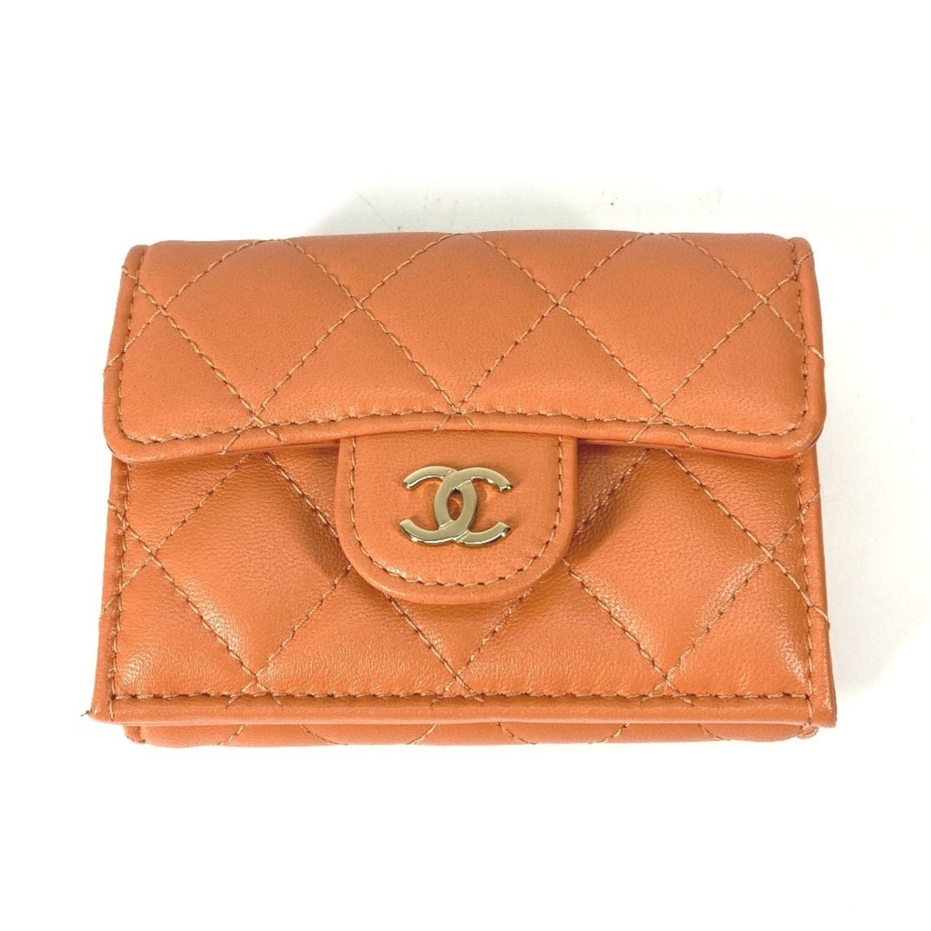 Chanel Orange Leather Wallet (Tri-Fold)