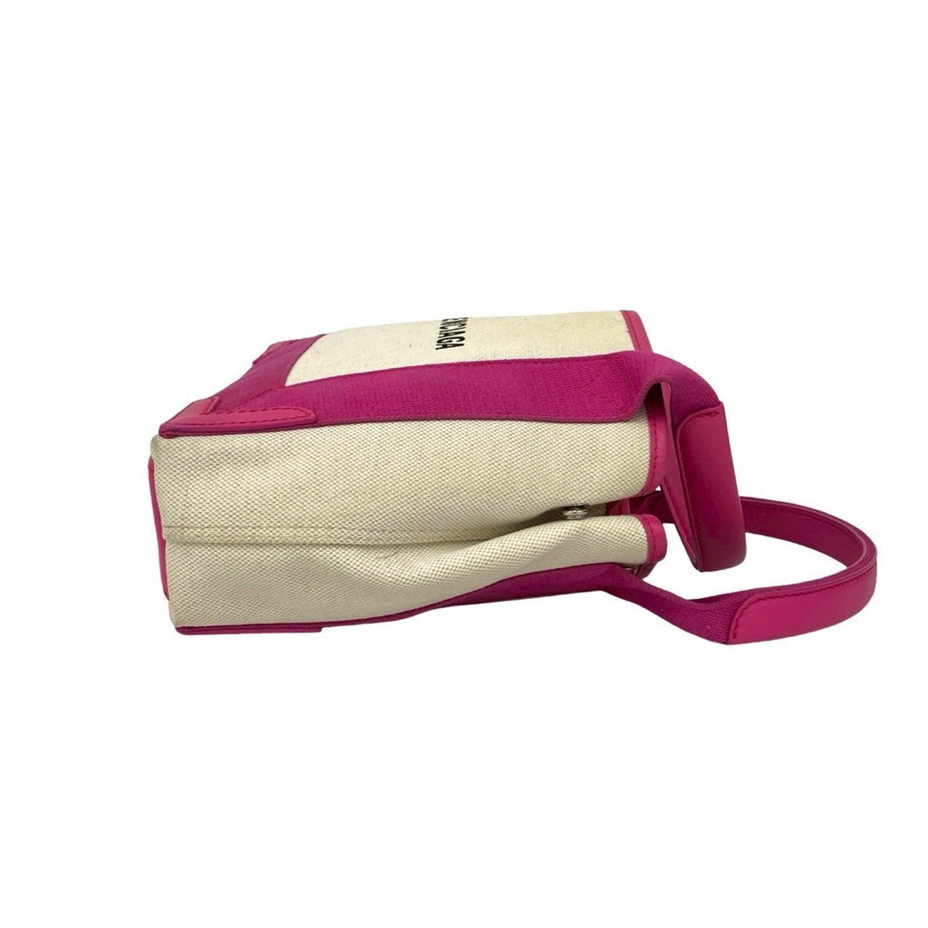 Balenciaga Ivory Pink Canvas Leather Handbag Pouch Shoulder