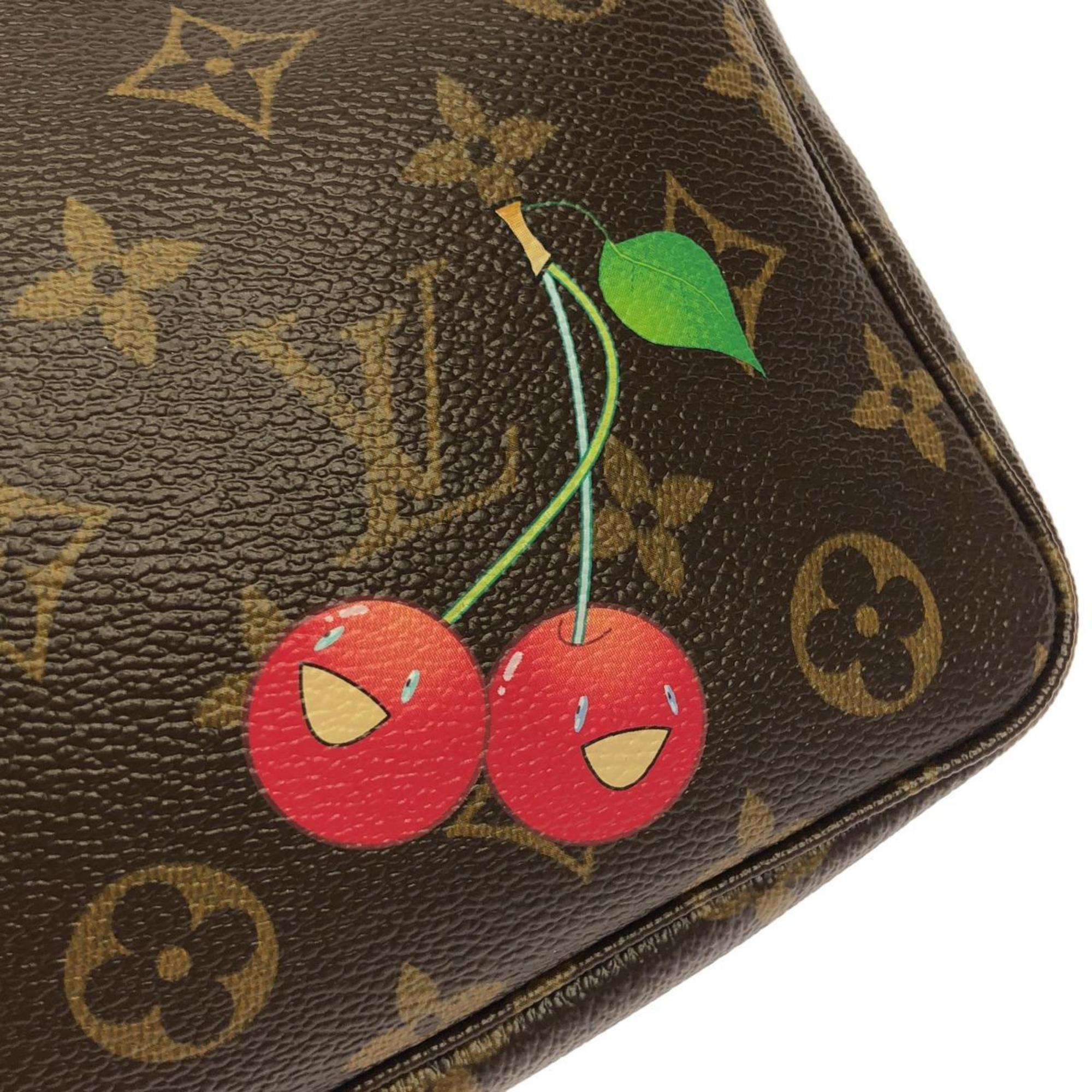 Louis Vuitton Monogram Cherry Brown Coated Canvas Pochette Pouch