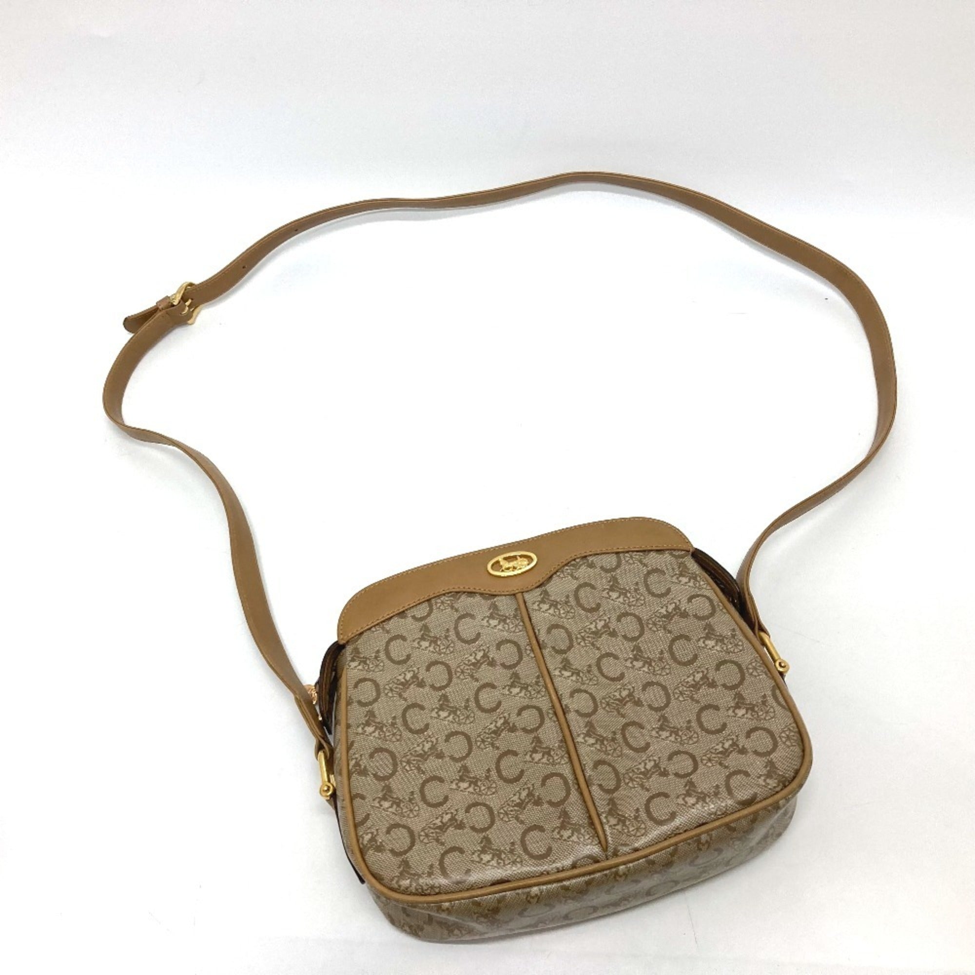 Celine Macadam Beige Pvc Leather Shoulder Bag
