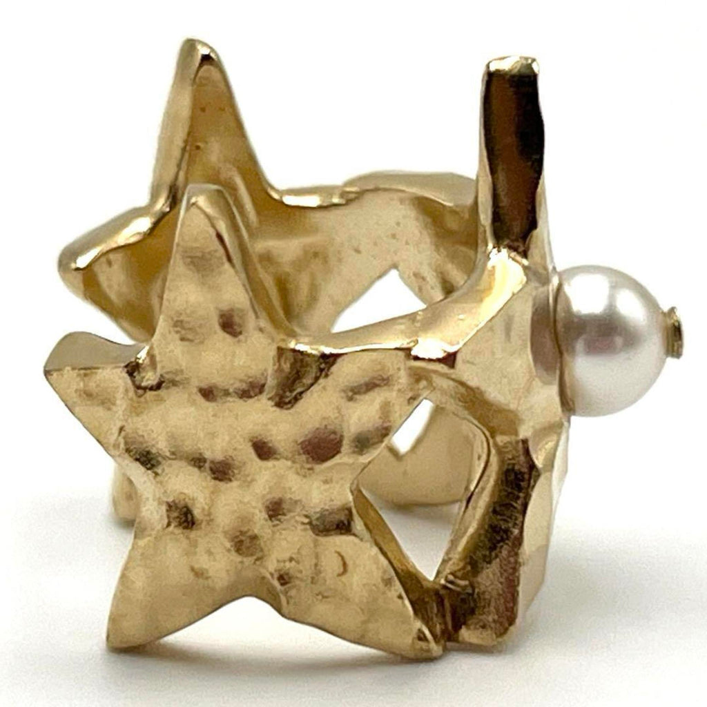 Christian Dior Gold Metal Band Ring (Pre-Owned)