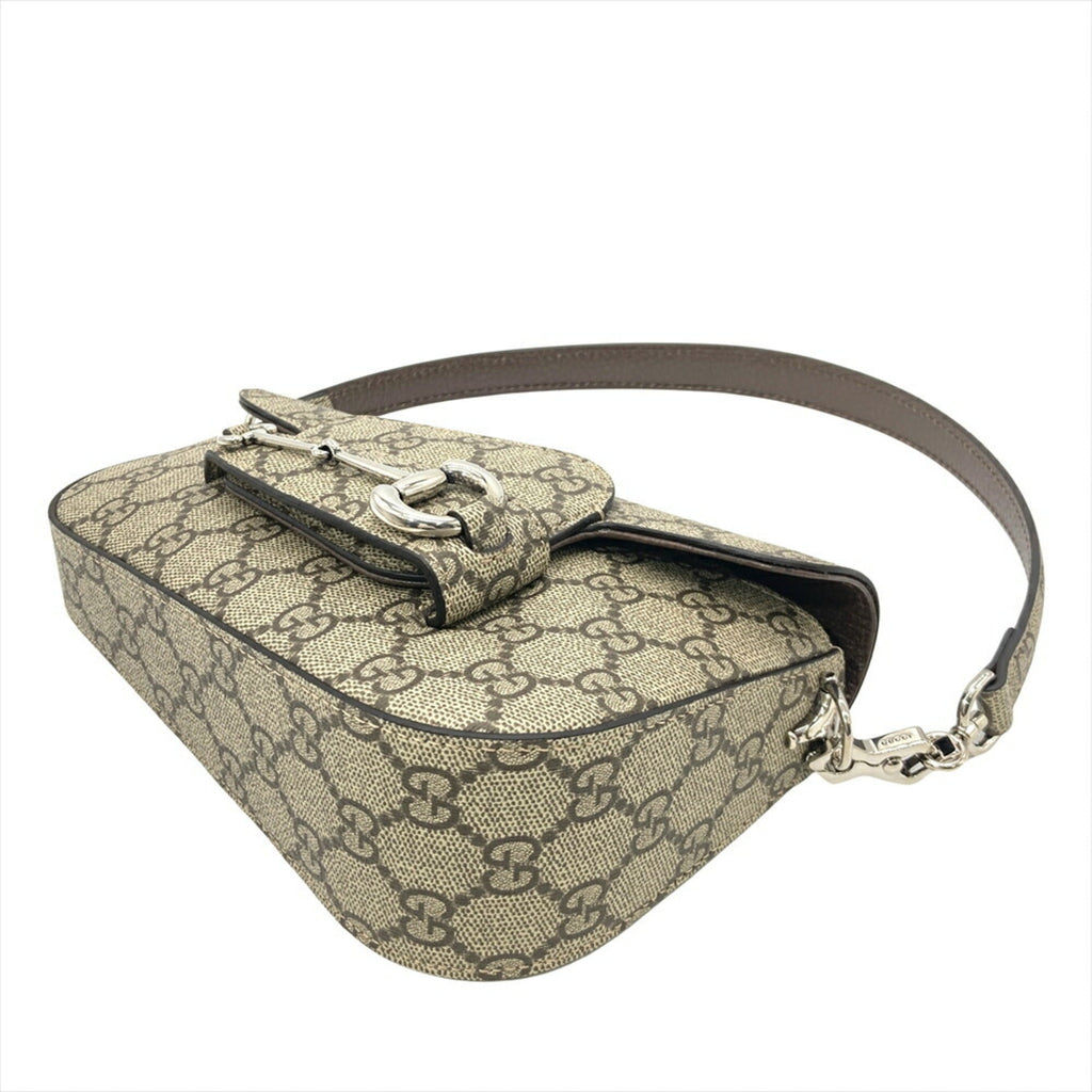 Gucci Horsebit Beige Gg Supreme Shoulder Bag (Pre-Owned)