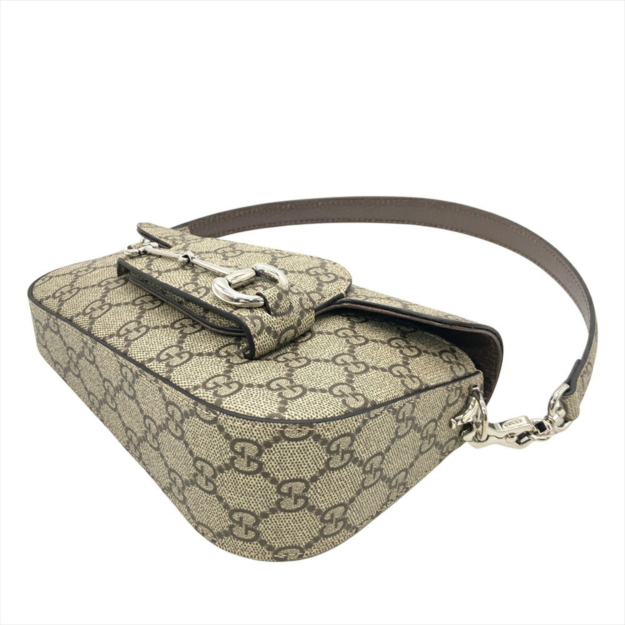 Gucci Horsebit Beige Gg Supreme Shoulder Bag (Pre-Owned)