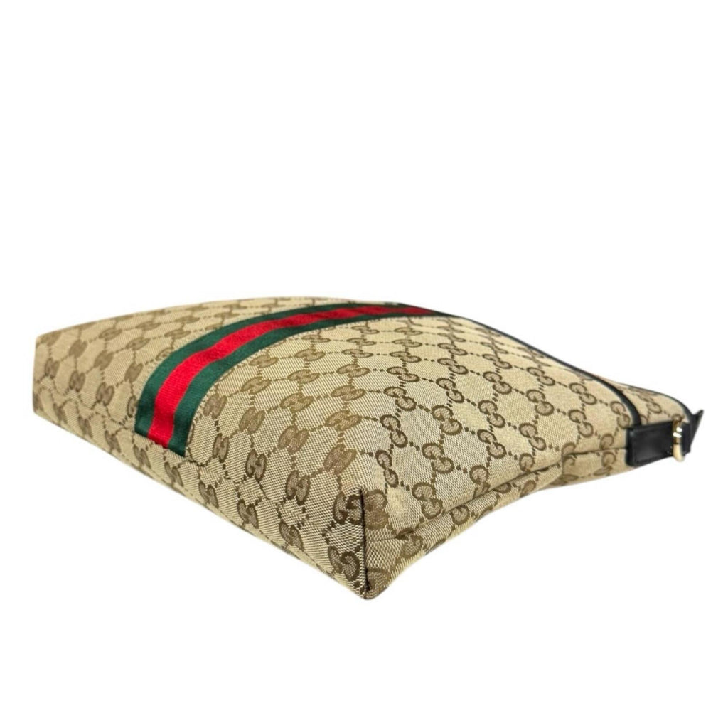Gucci Black Brown Gg Canvas Leather Shoulder Bag (Pre-Owned)