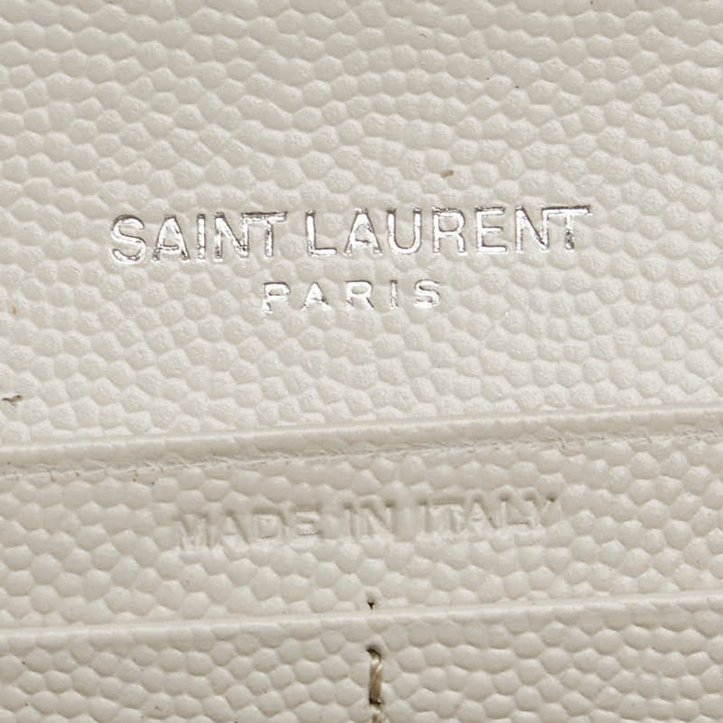 Saint Laurent White Leather Long Wallet (Bi-Fold) (Pre-Owned)