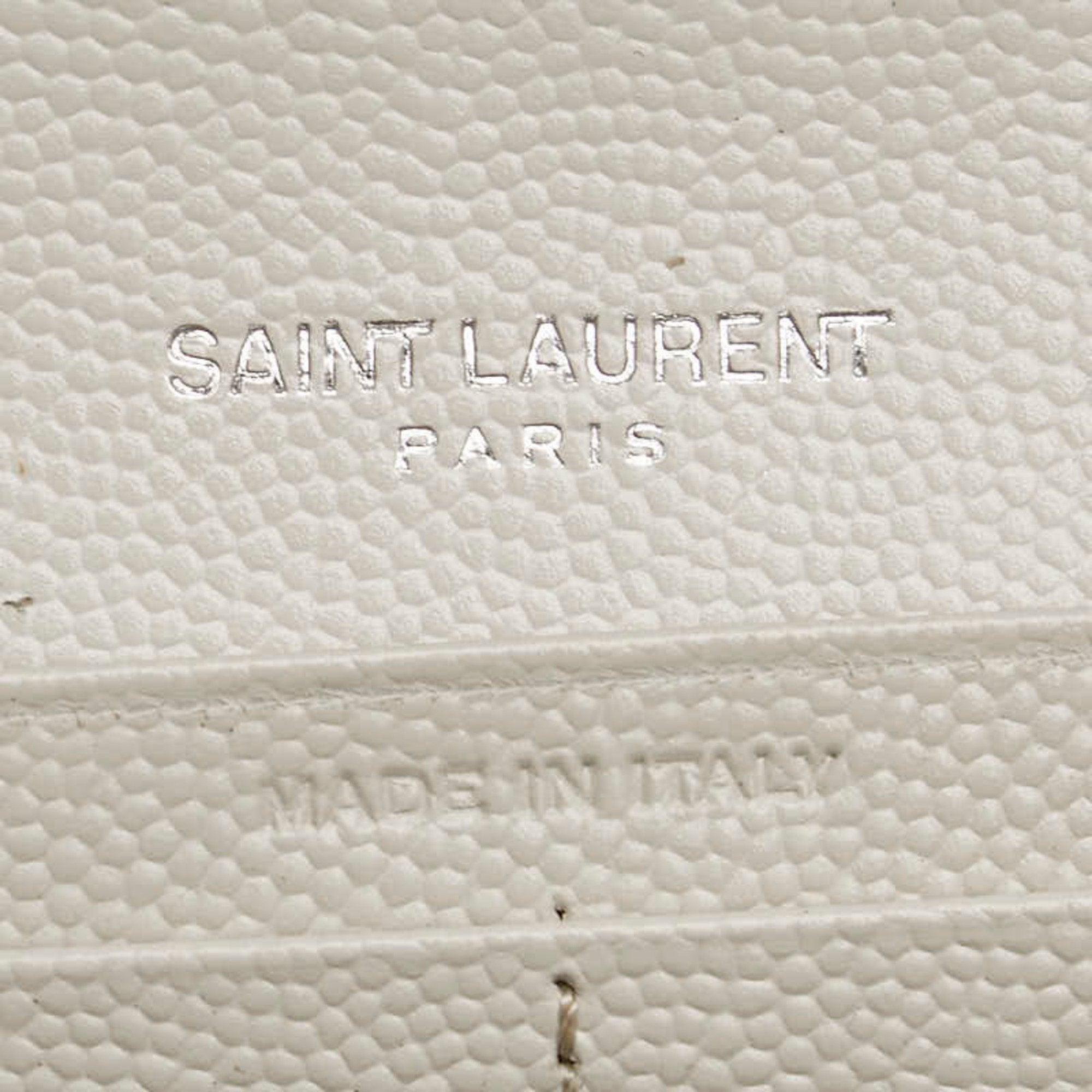 Saint Laurent White Leather Long Wallet (Bi-Fold) (Pre-Owned)