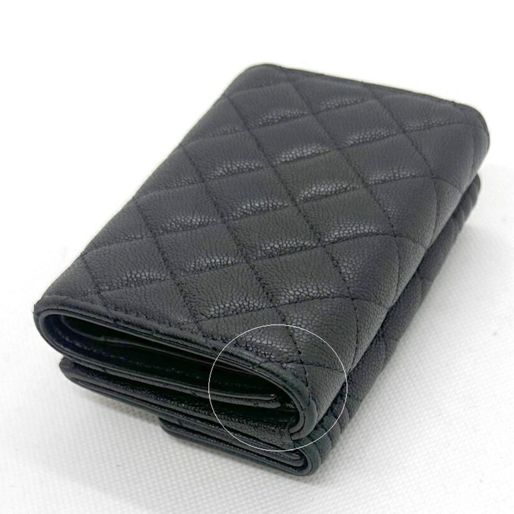 Chanel Black Grained Calfskin Wallet (Tri-Fold)
