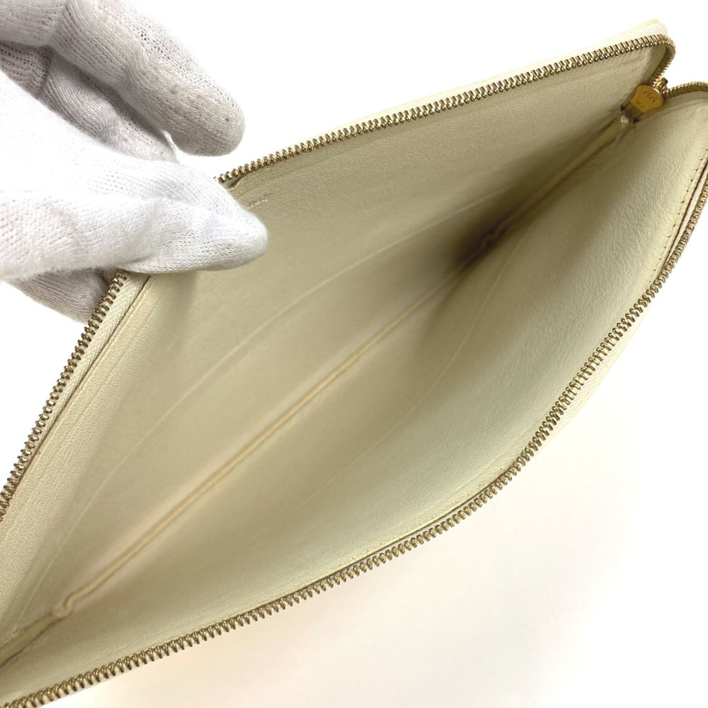Celine White Leather Clutch Bag