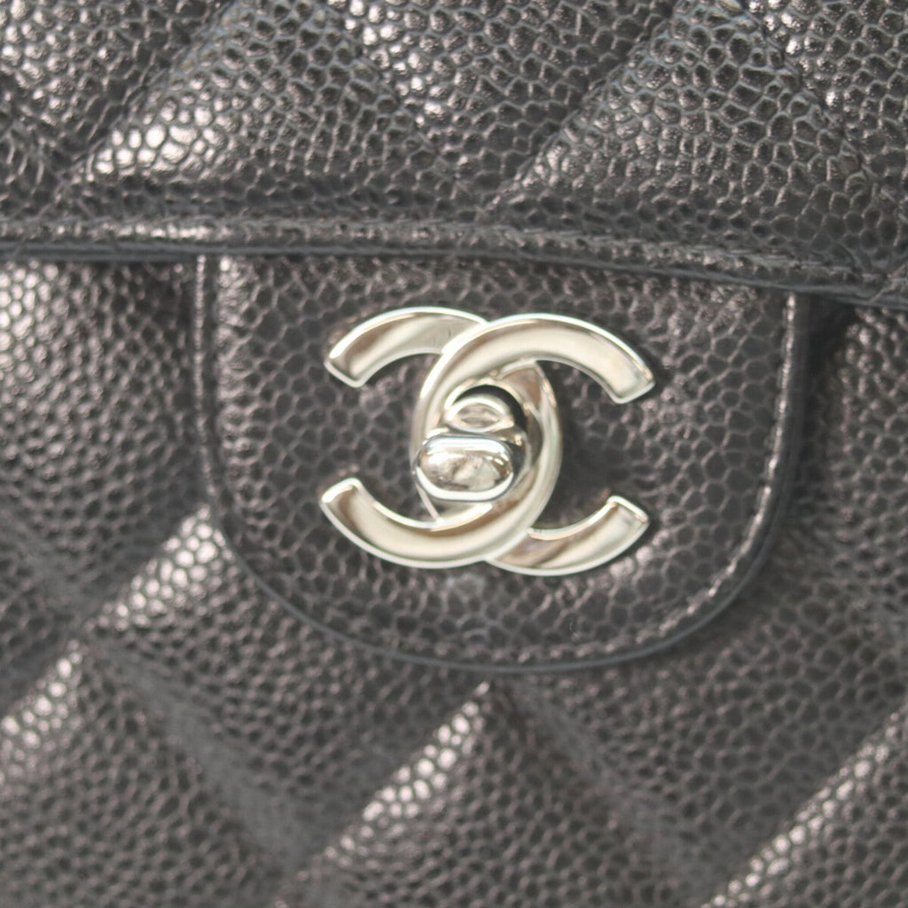 Chanel Black Grained Calfskin Shoulder Bag