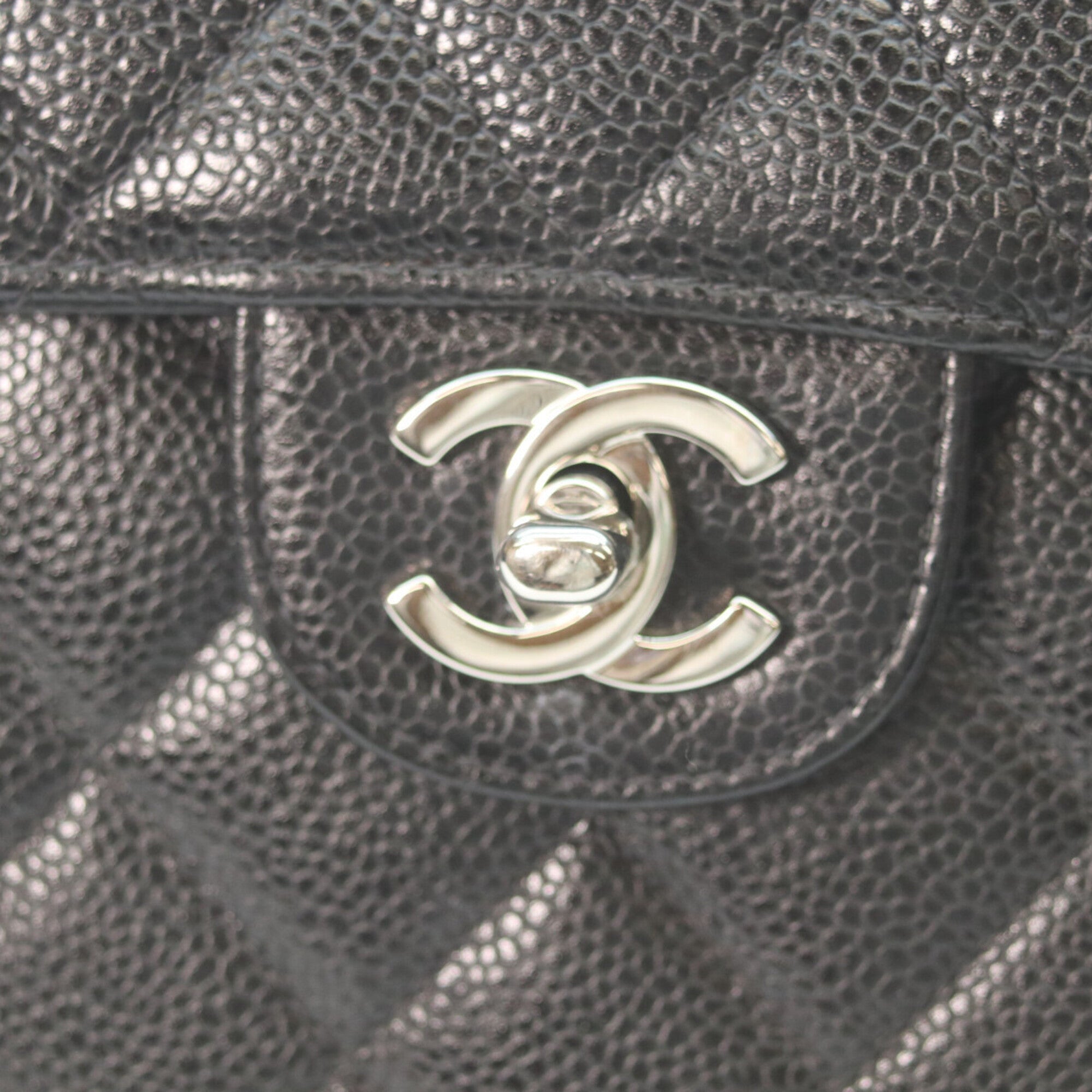 Chanel Black Grained Calfskin Shoulder Bag