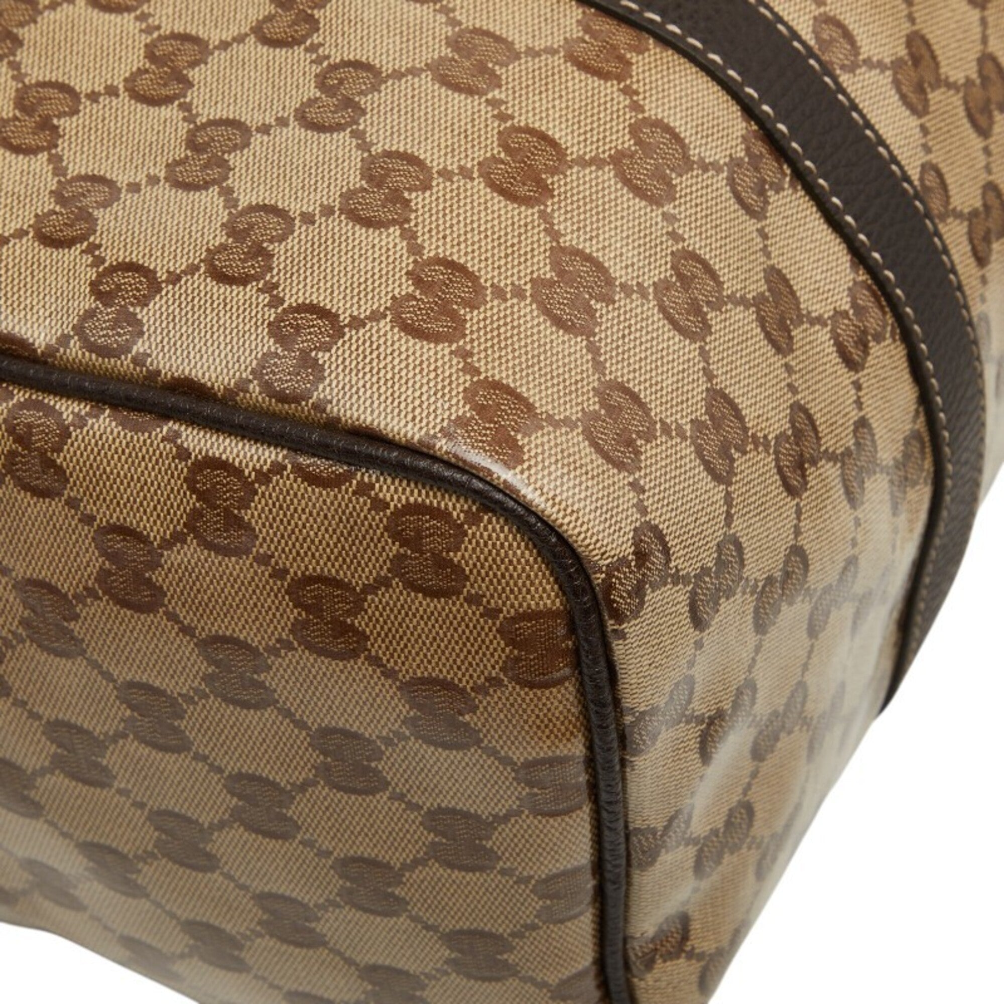 Gucci Beige Brown Pvc Leather Boston Bag Handbag (Pre-Owned)