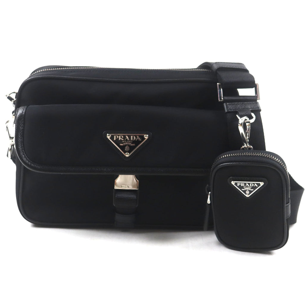 Prada Black Nylon Saffiano Shoulder Bag