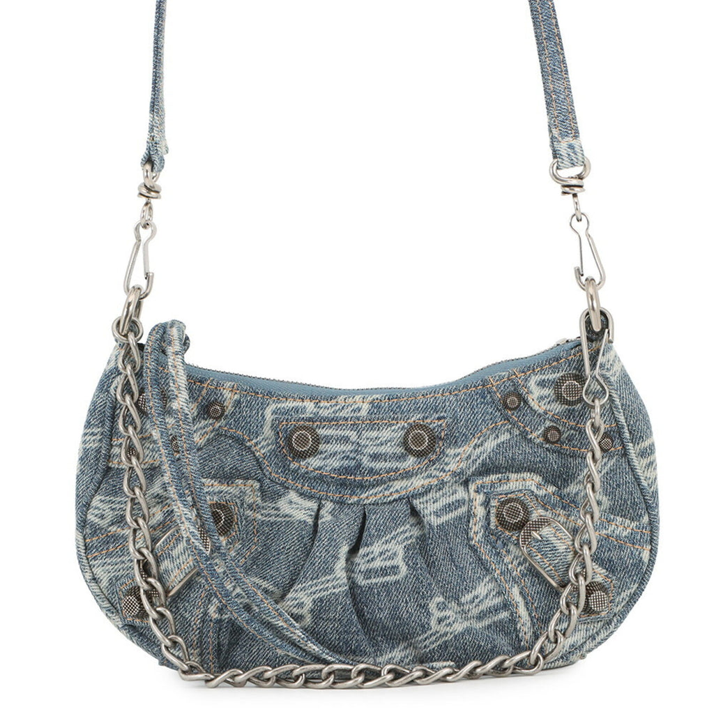 Balenciaga Blue White Denim Handbag Shoulder