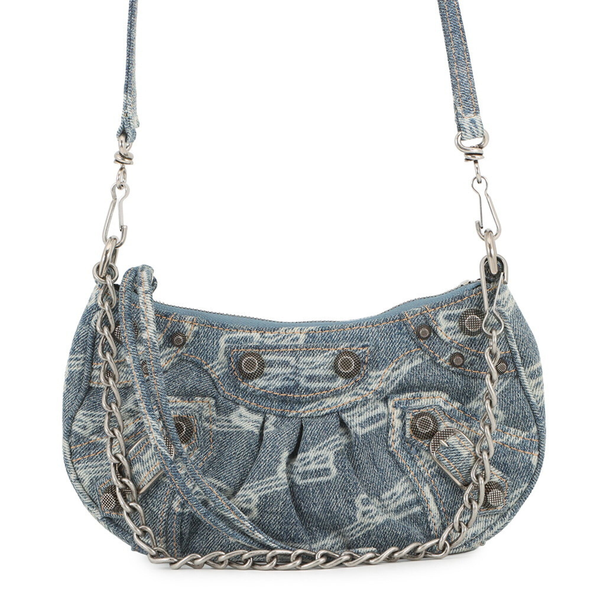 Balenciaga Blue White Denim Handbag Shoulder