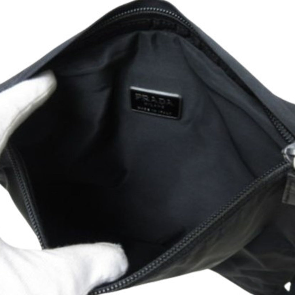 Prada Black Nylon Leather Shoulder Bag