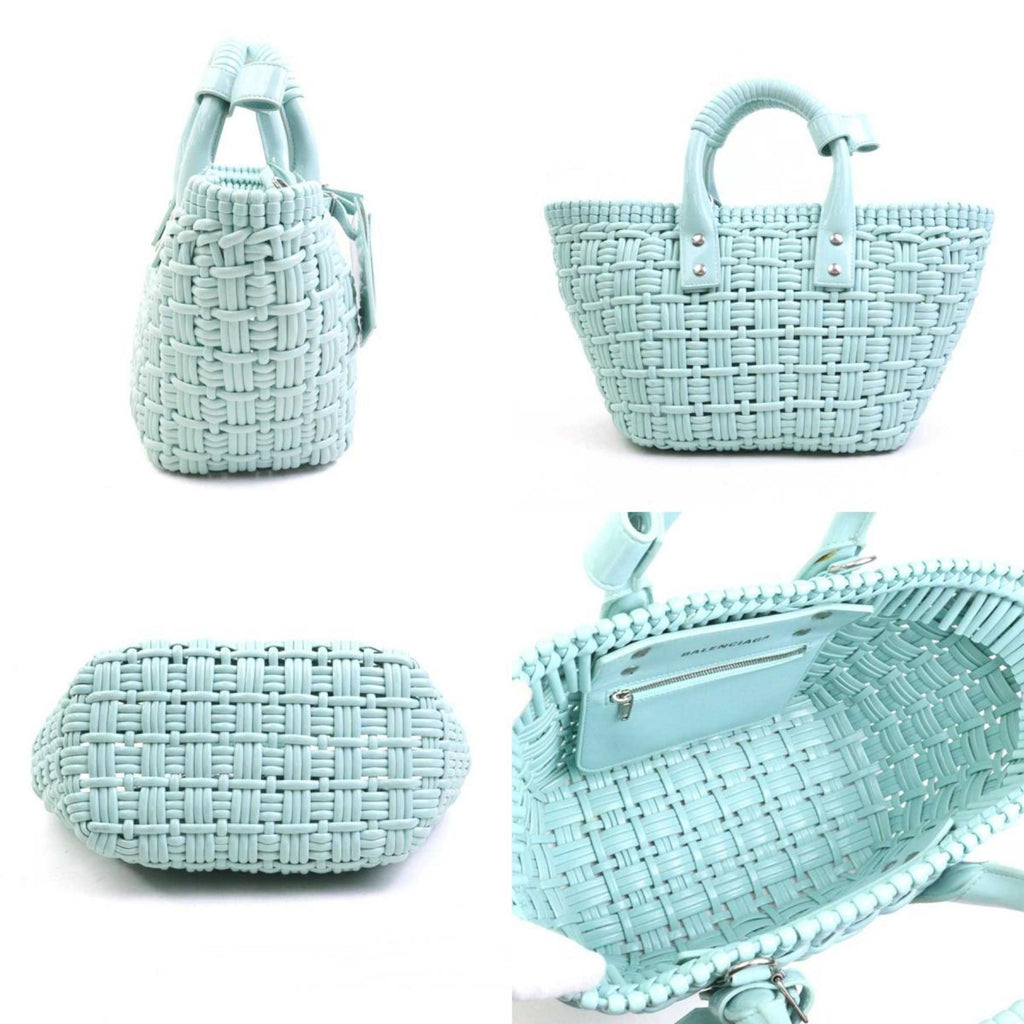 Balenciaga Light Blue Elastane Polyester Basket Handbag Shoulder