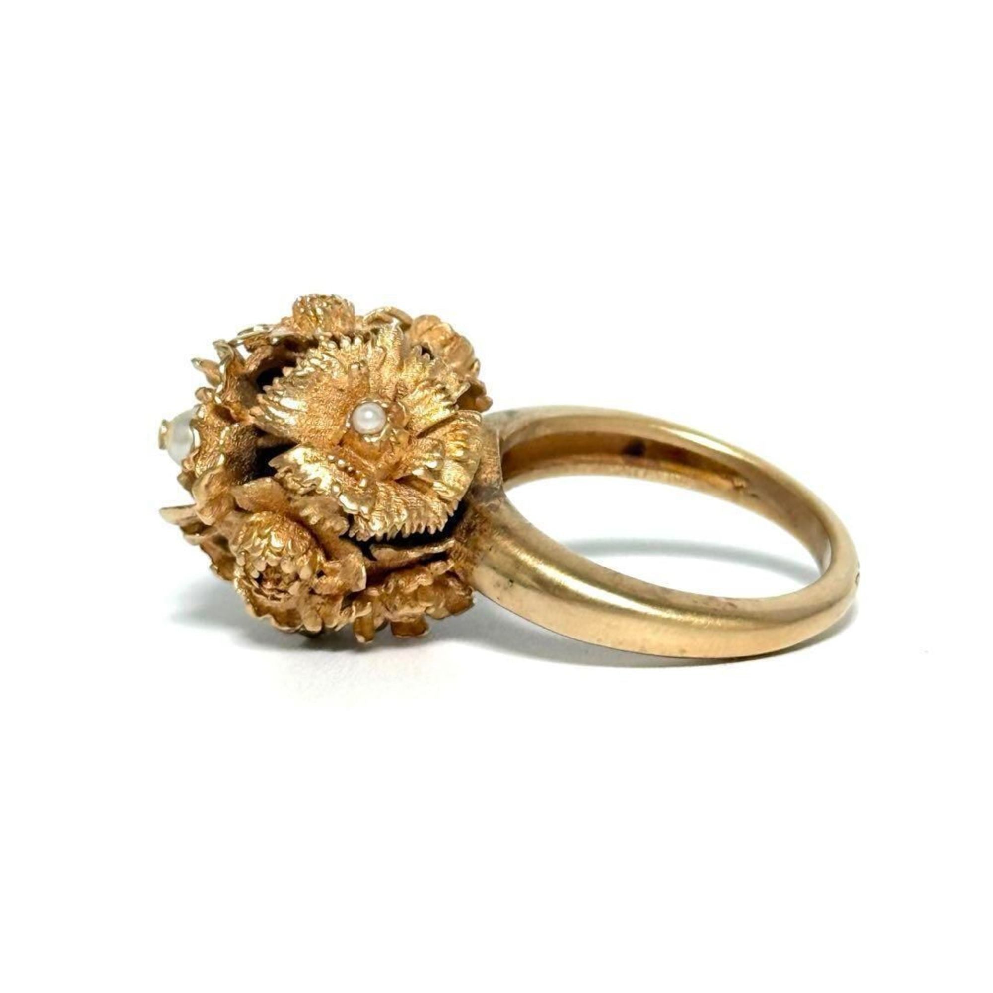 Christian Dior Pink Gold Artificial Pearl Metal Band Ring (Pre-Owned)