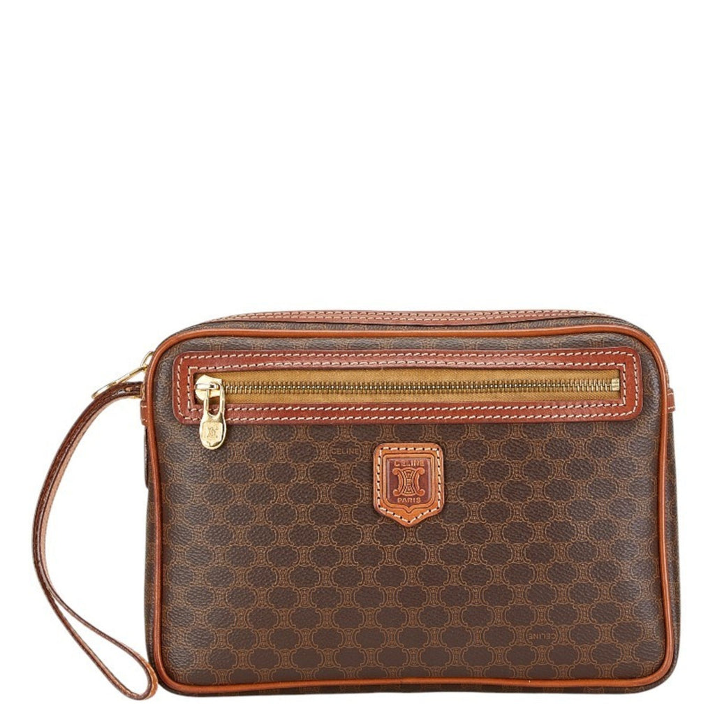 Celine Black Brown Pvc Leather Clutch Bag