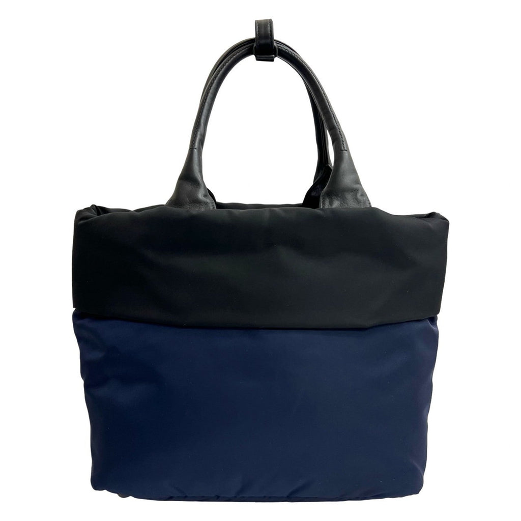 Prada Black Navy Nylon Leather Handbag Shoulder Bag Tote Bag