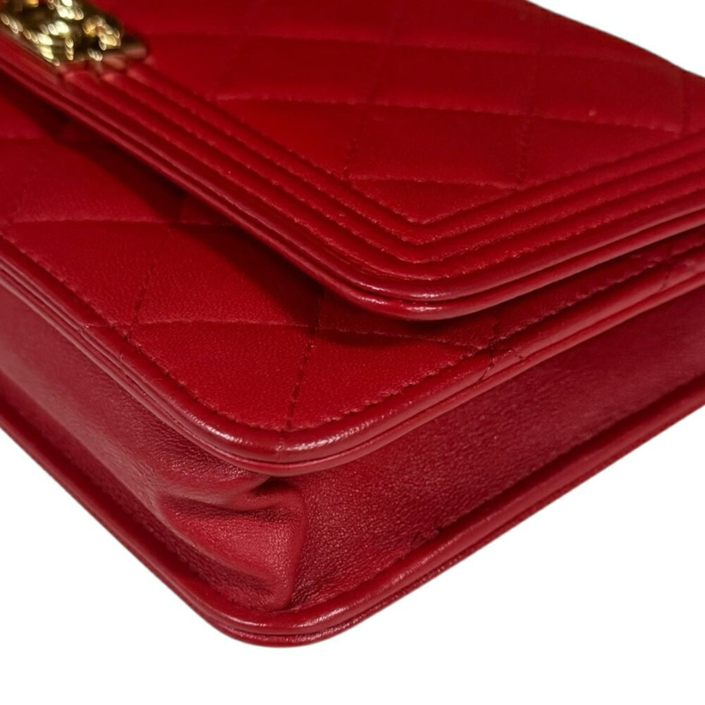 Chanel Boy Chanel Red Color Leather Shoulder Bag