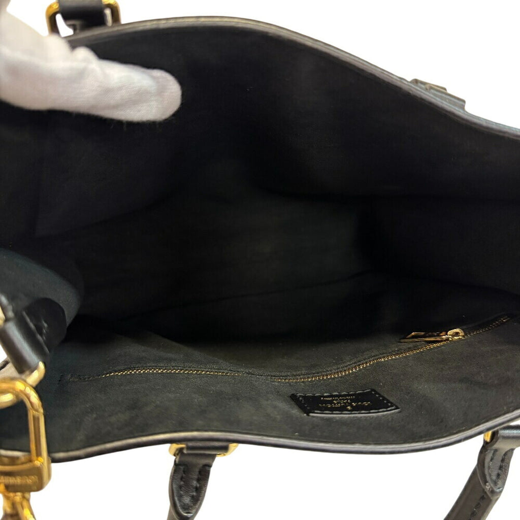 Louis Vuitton Black Leather Handbag Tote Bag