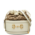 Gucci Beige Leather Canvas Shoulder Bag (Pre-Owned)