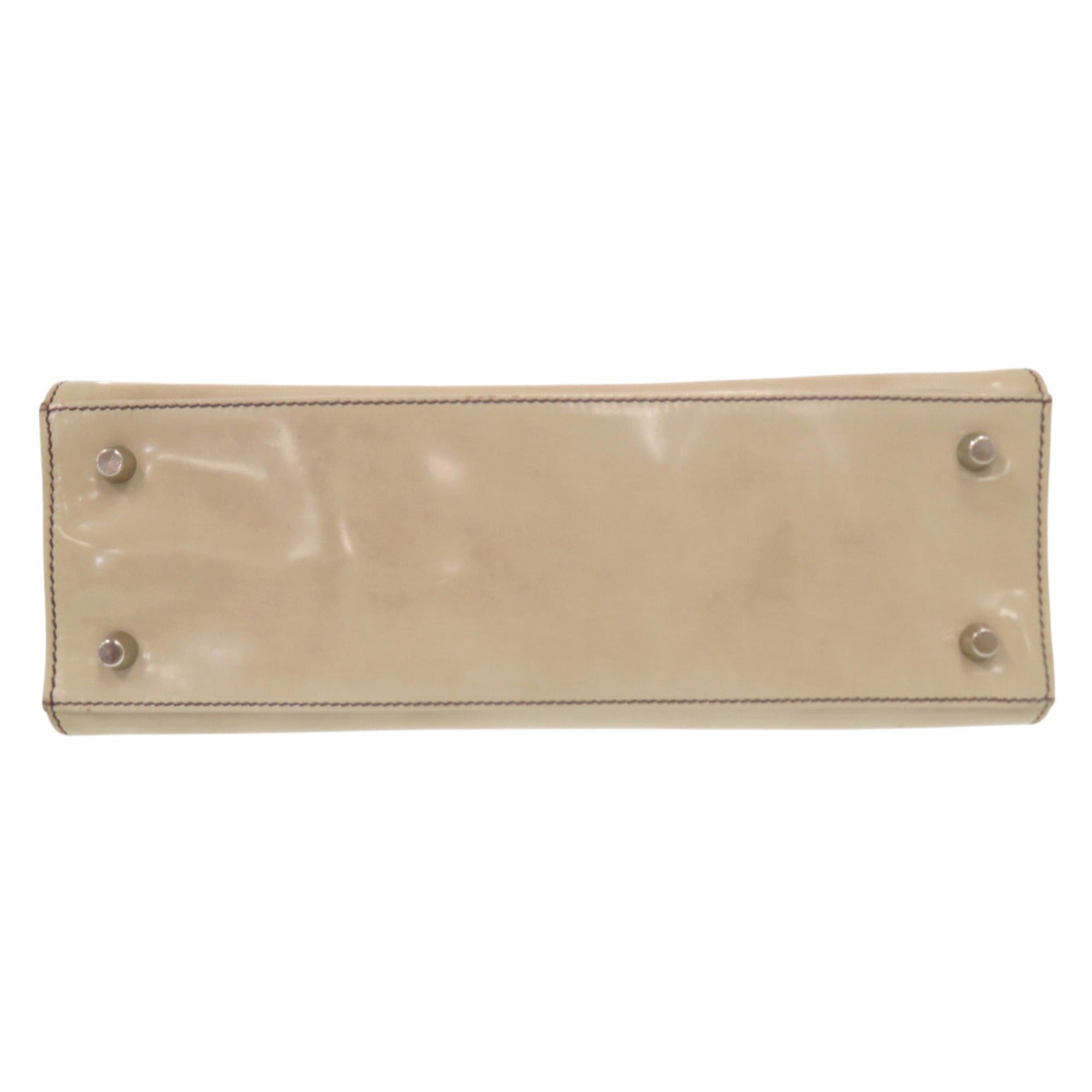 Prada Beige Ivory Patent Leather Handbag
