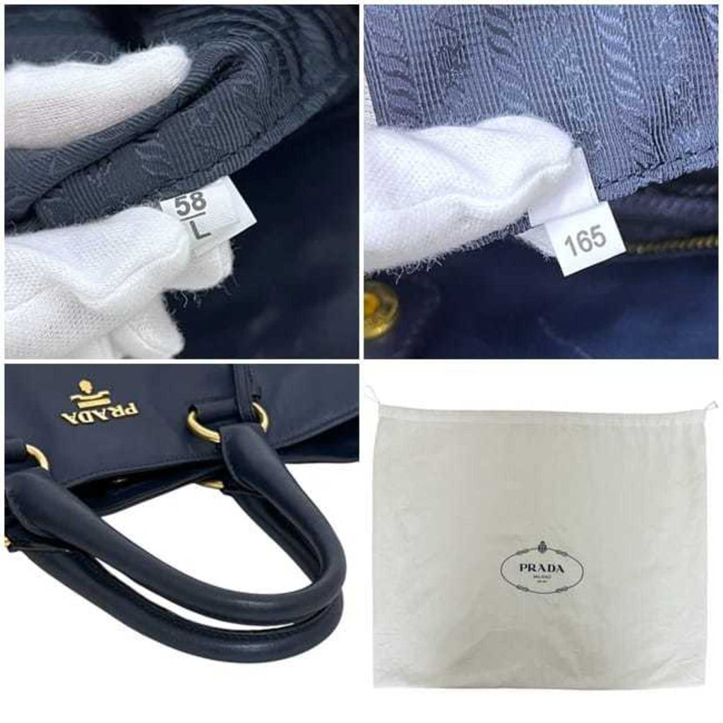 Prada Navy Leather Shoulder Bag Tote Bag