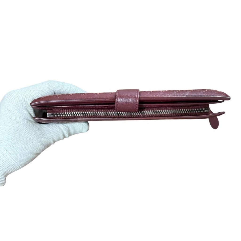 Bottega Veneta Bordeaux Intrecciato Long Wallet (Bi-Fold)