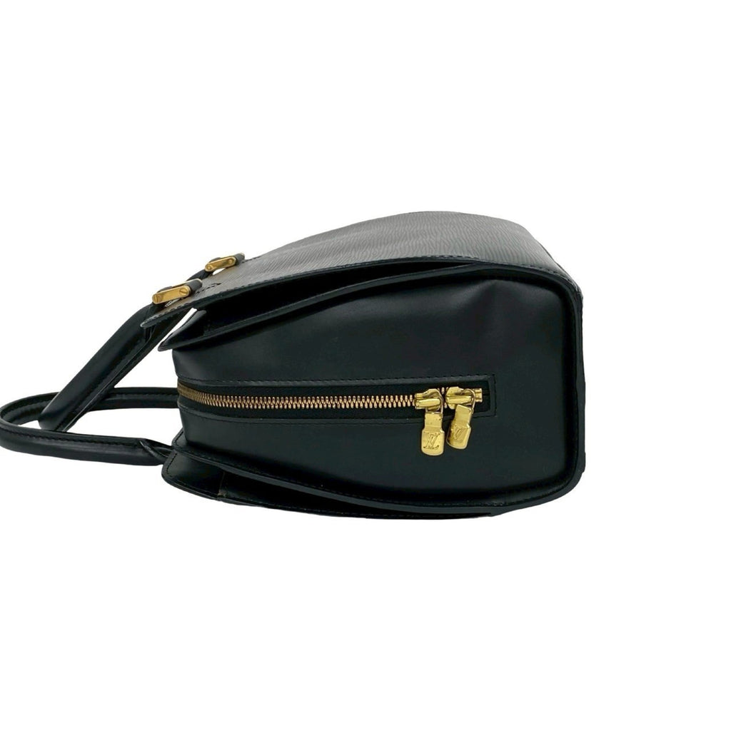 Louis Vuitton Black Leather Handbag Tote Bag