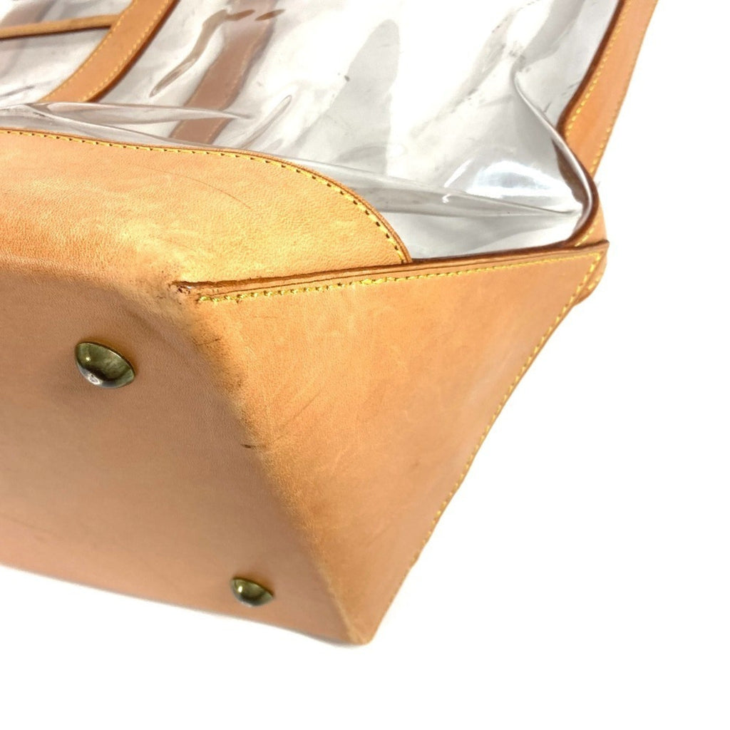 Louis Vuitton Beige Clear Vinyl Leather Shoulder Bag Tote Bag