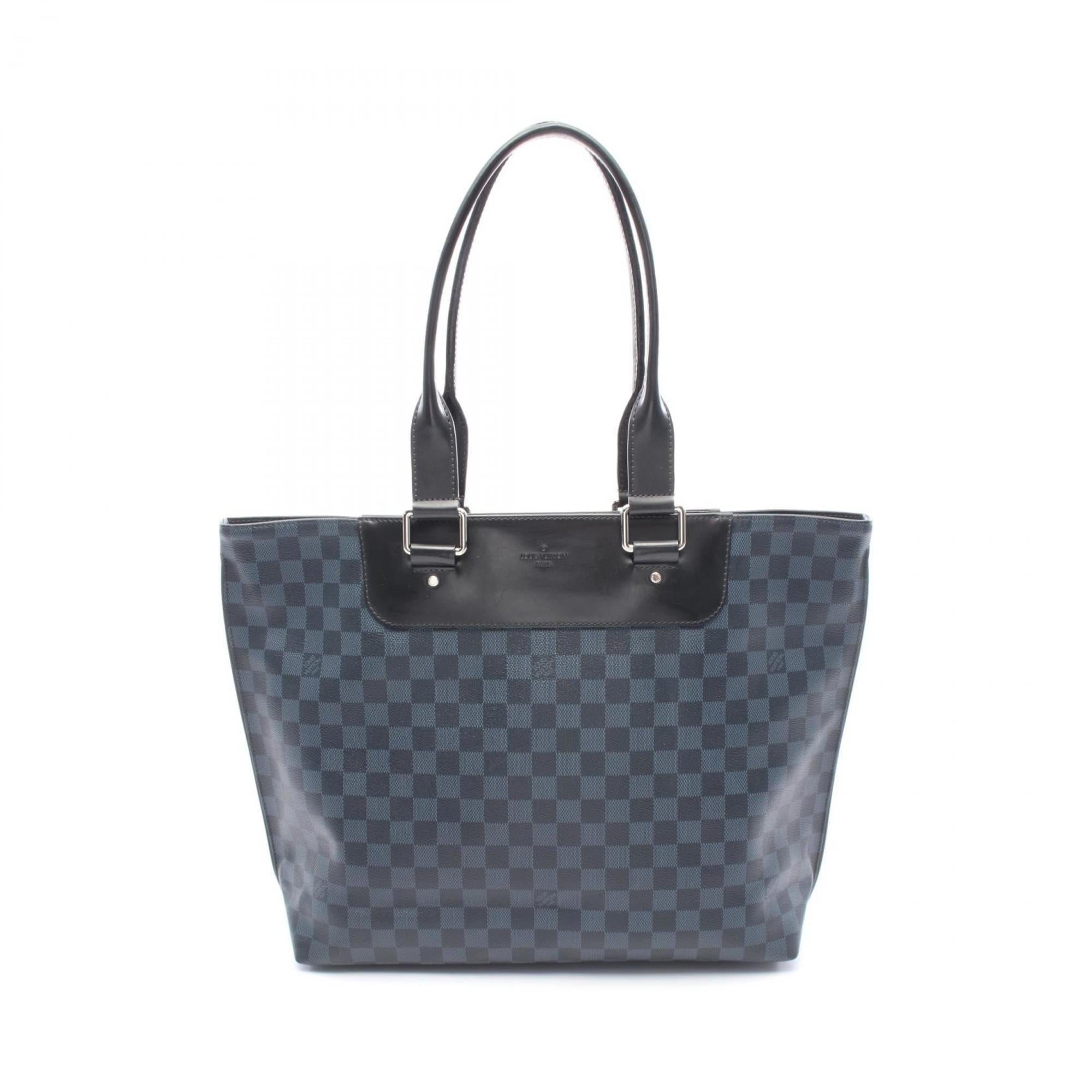 Louis Vuitton Black Navy Coated Canvas Tote Bag