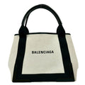 Balenciaga Black Ivory Canvas Leather Handbag Pouch Tote