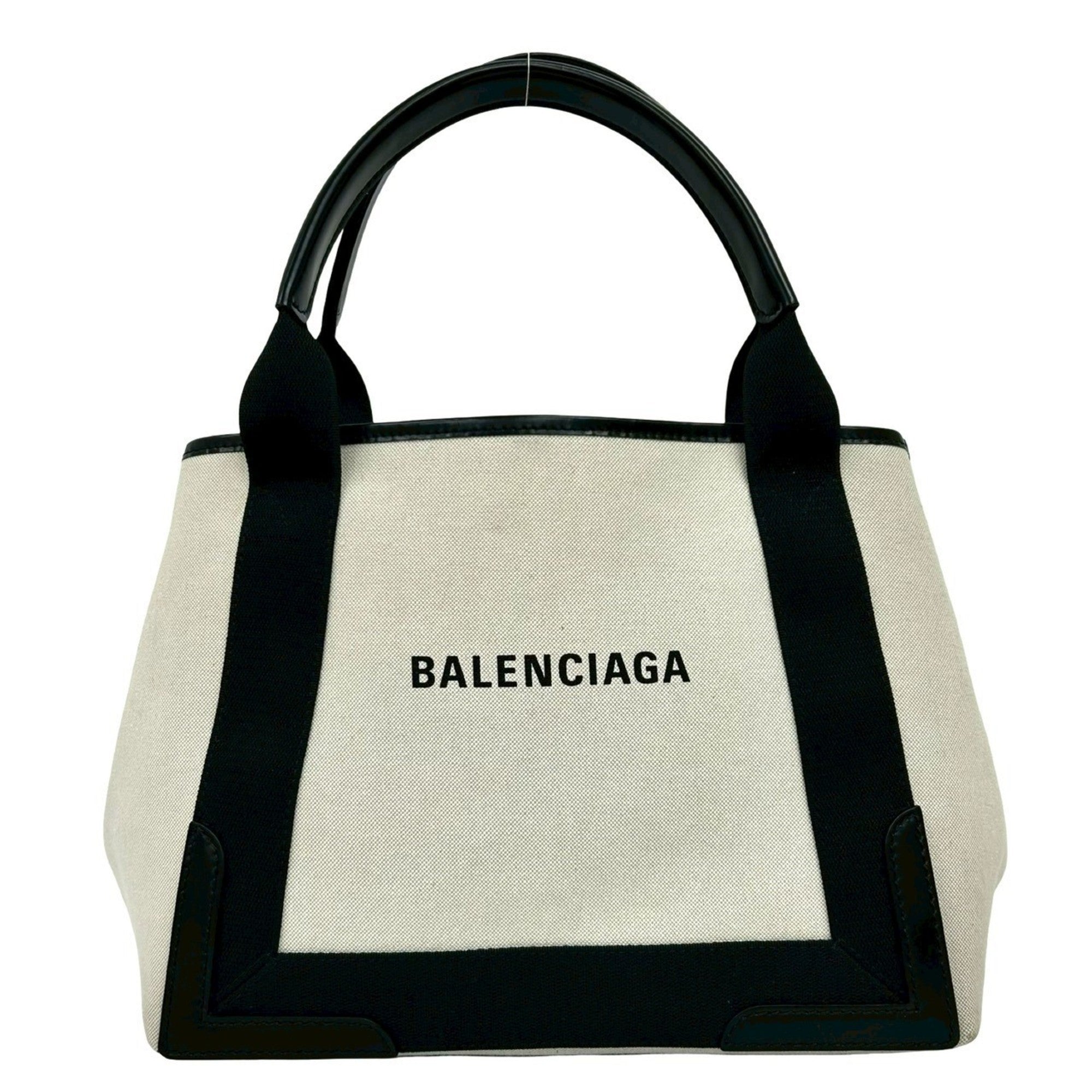 Balenciaga Black Ivory Canvas Leather Handbag Pouch Tote