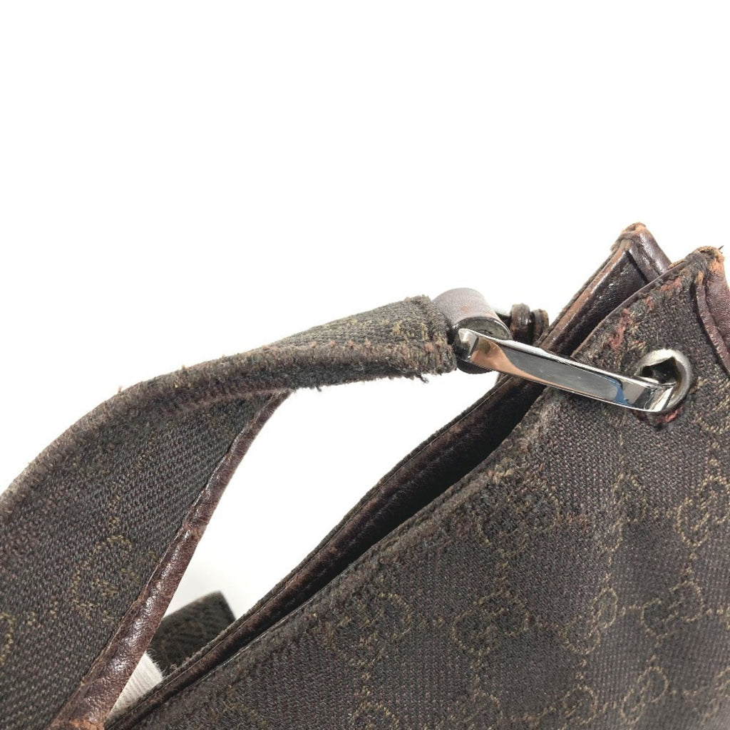 Gucci Brown Leather Canvas Shoulder Bag (Pre-Owned)