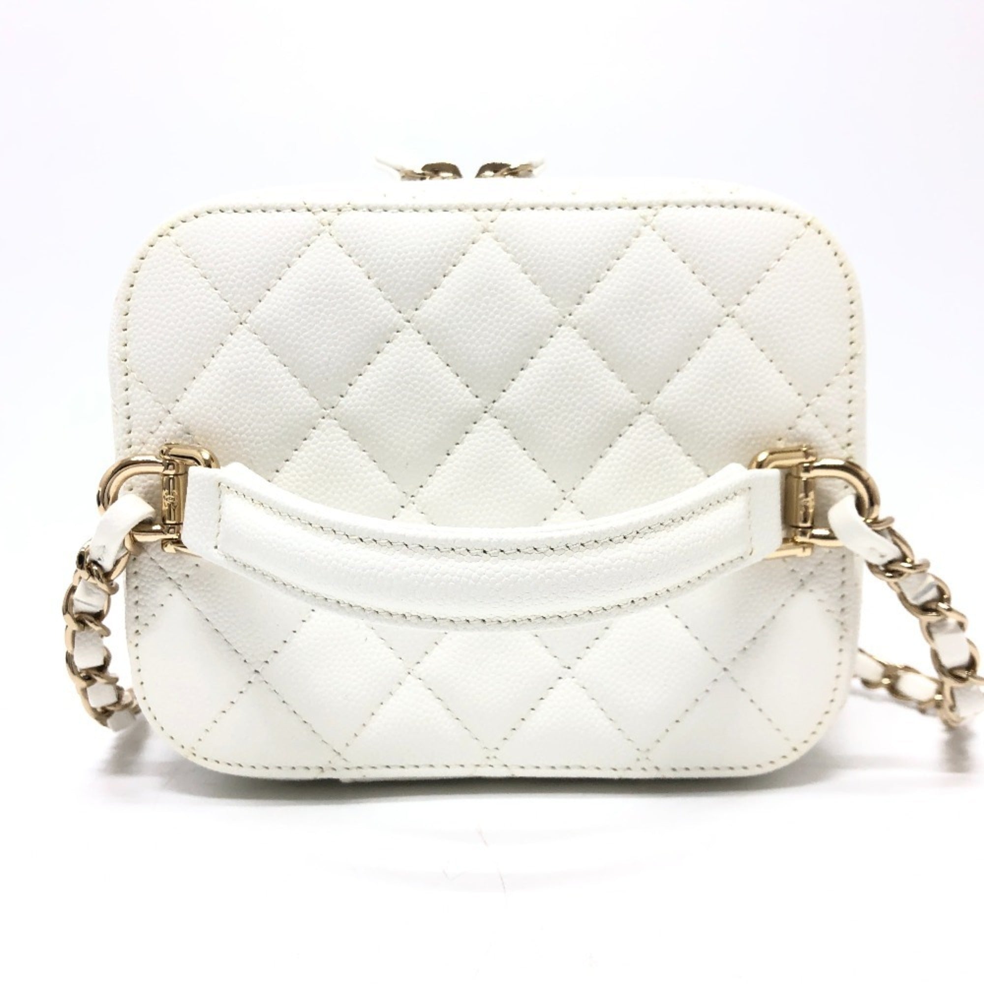 Chanel Caviar Skin White Caviar Leather Handbag Shoulder Bag Vanity Bag