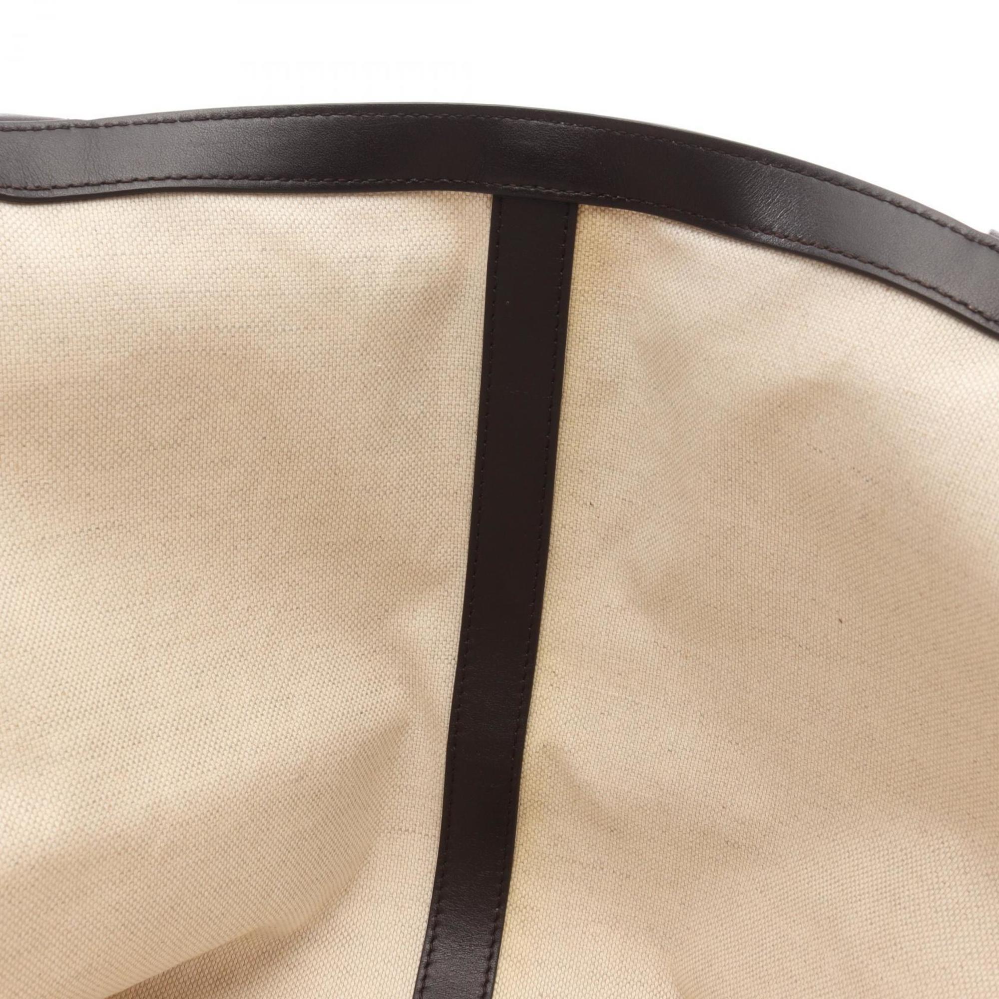 Bottega Veneta Brown White Canvas Leather Tote Bag