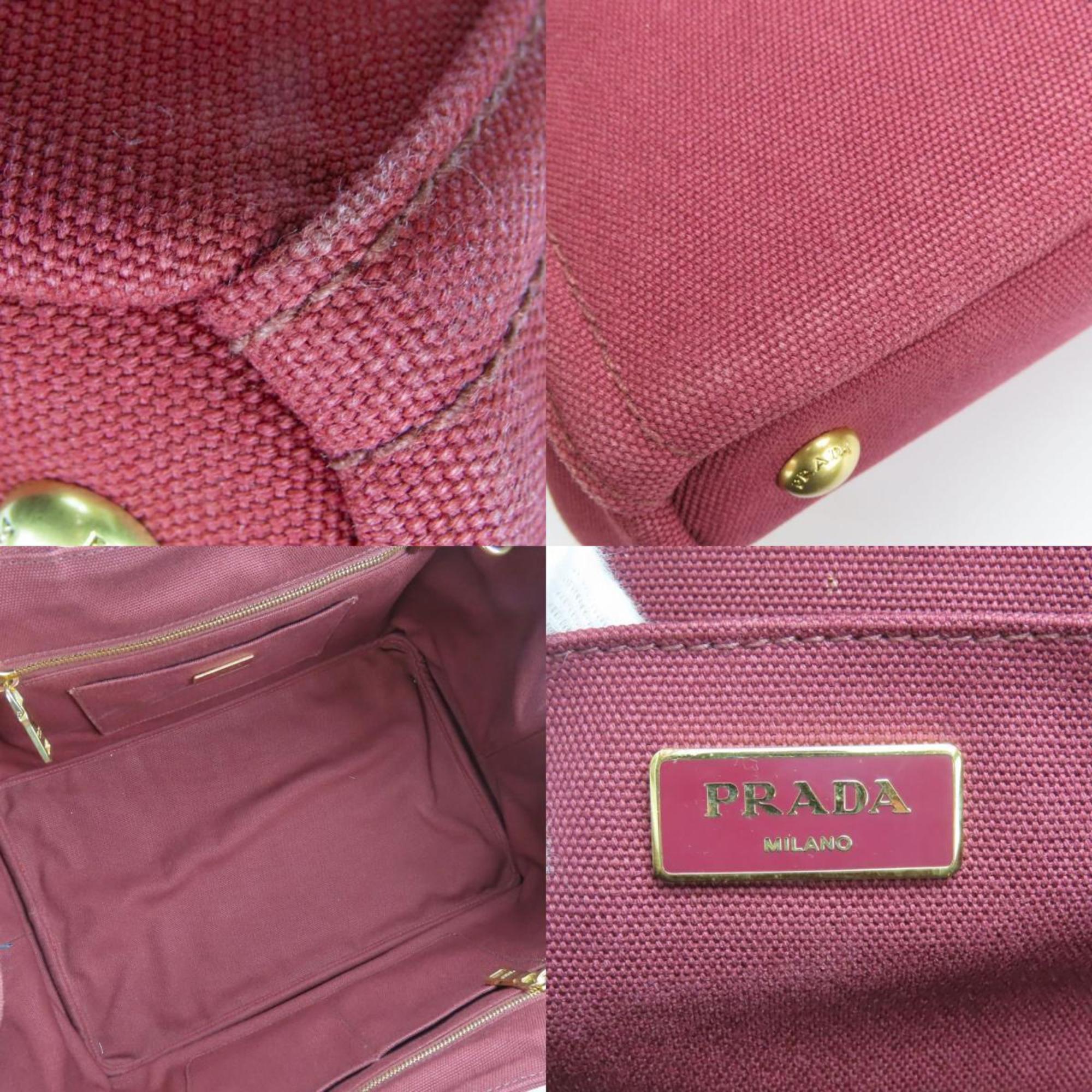 Prada Wine Canvas Tote Bag