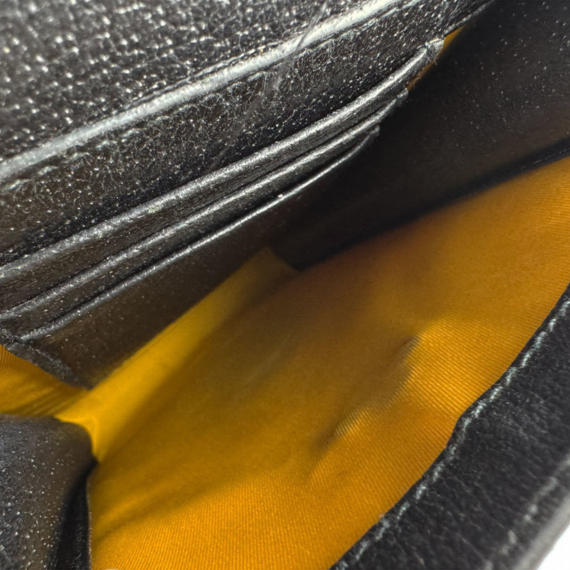 Gucci Black Yellow Nylon Leather Shoulder Bag (Pre-Owned)