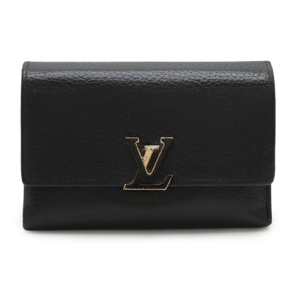 Louis Vuitton Black Galle Hot Pink Noir Leather Wallet (Tri-Fold)