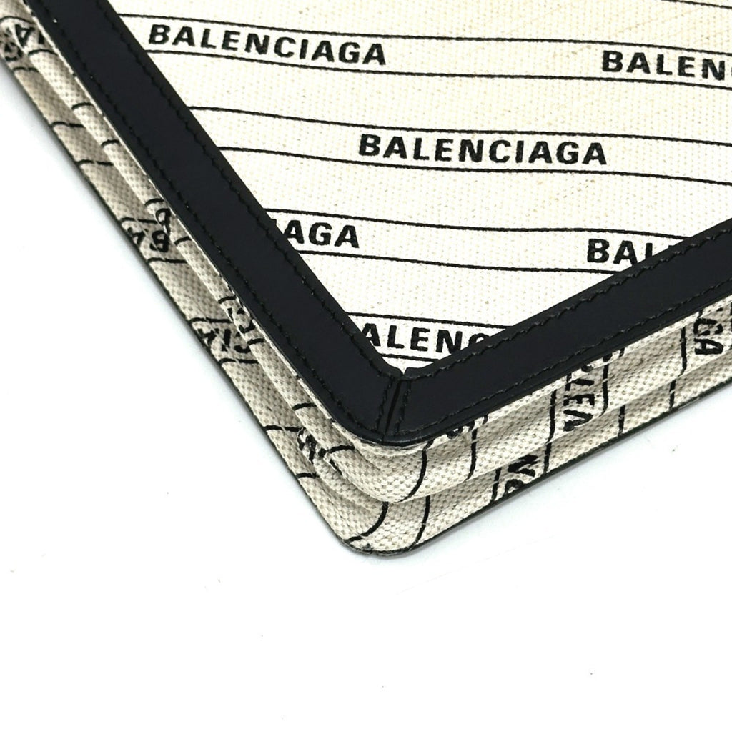 Balenciaga Black White Leather Canvas Pochette Shoulder
