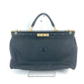 Fendi Pequin Black Leather Pvc Handbag