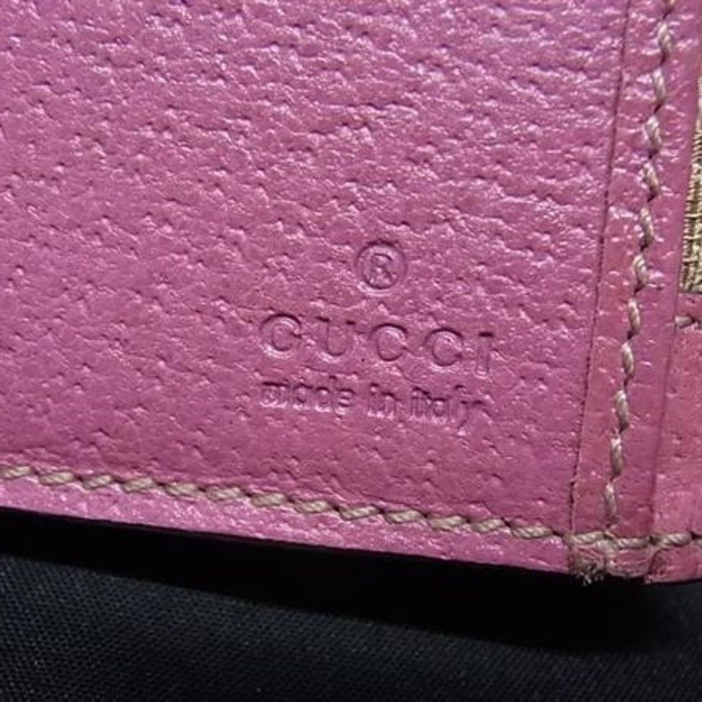 Gucci Brown Pink Gg Canvas Leather Long Wallet (Bi-Fold) (Pre-Owned)