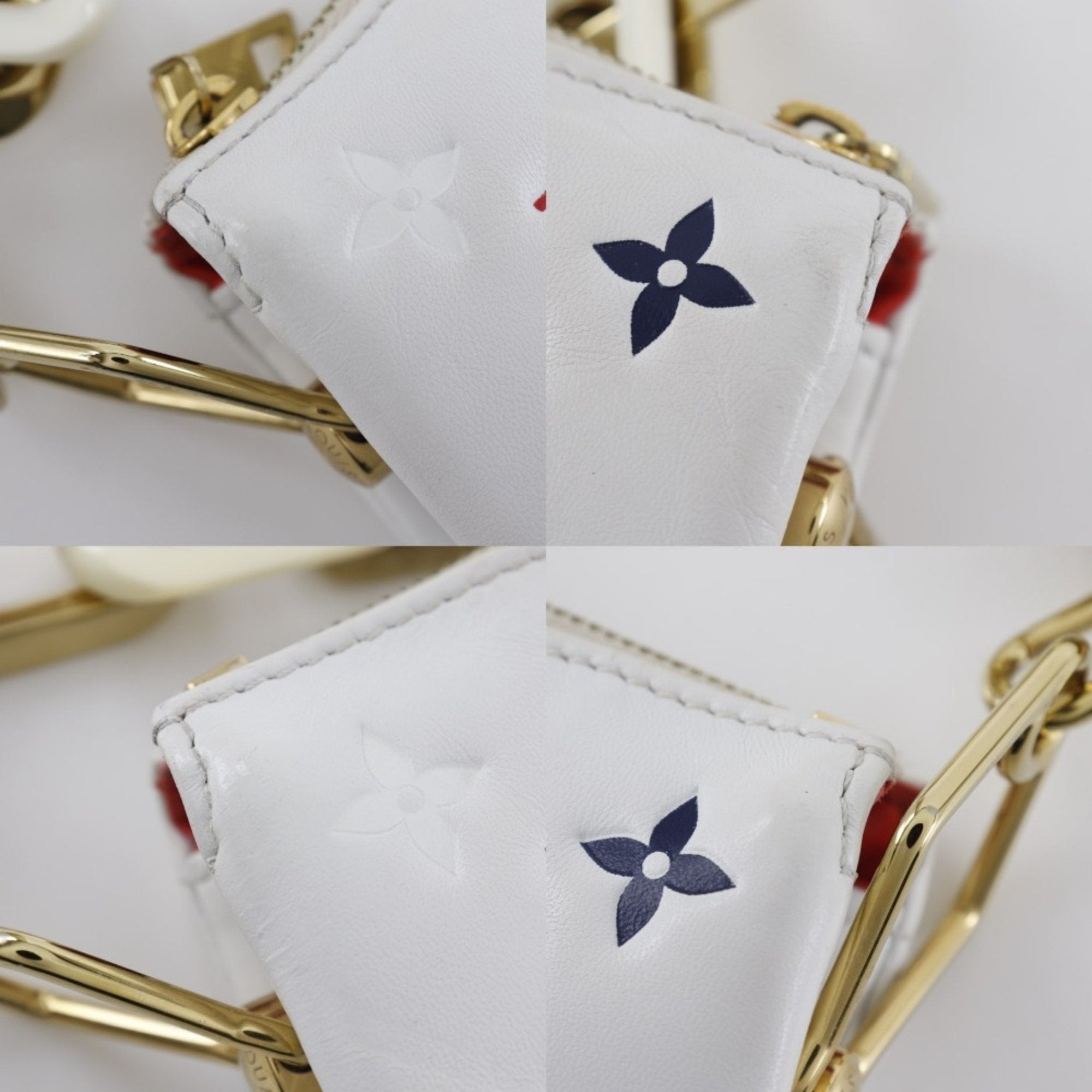 Louis Vuitton Navy Red Color White Leather Shoulder Bag