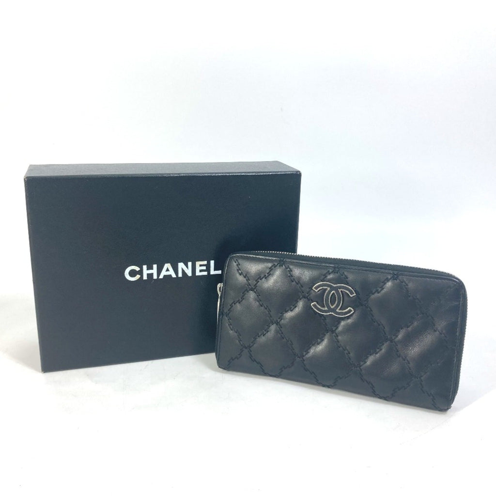 Chanel Black Leather Long Wallet (Bi-Fold)