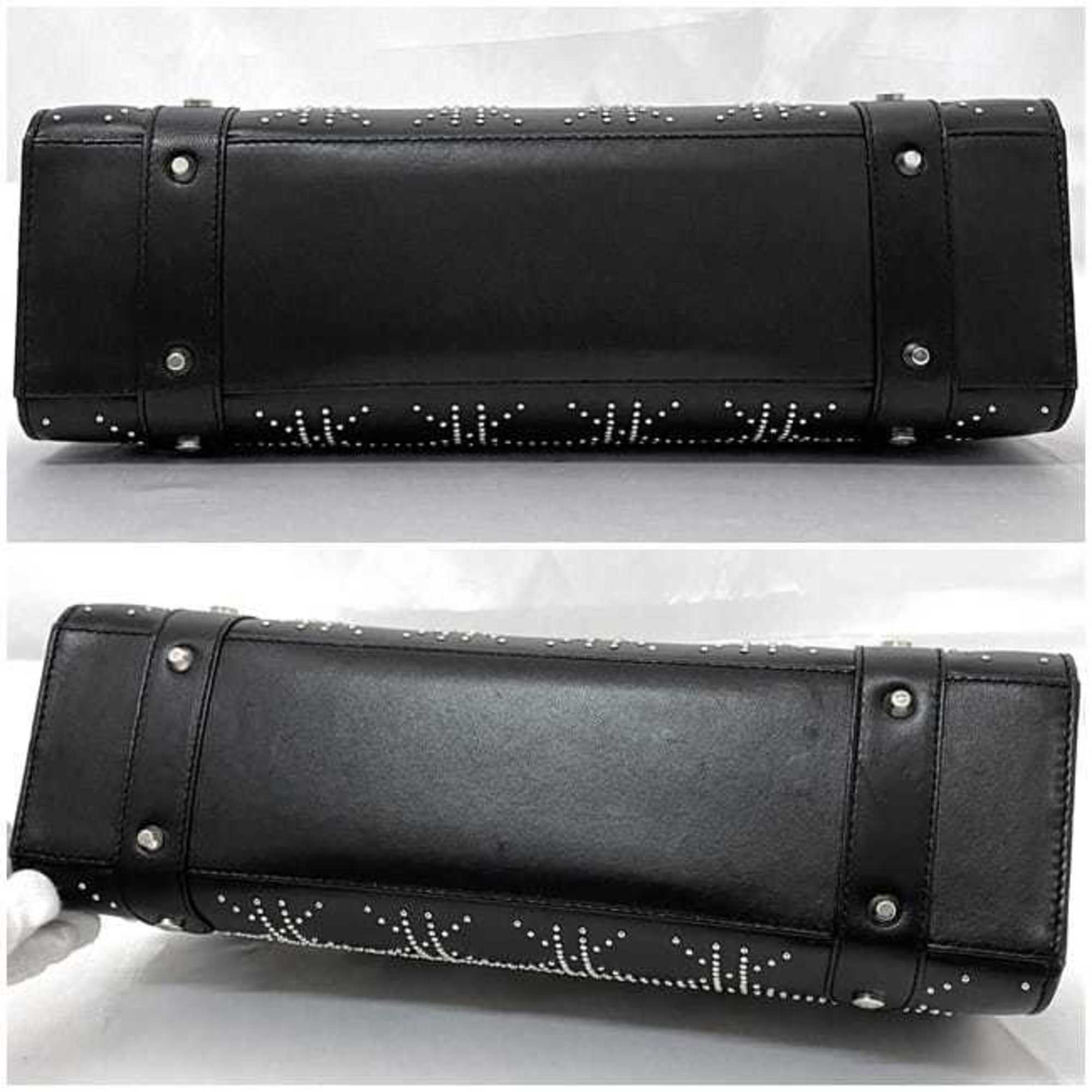 Christian Dior Black Leather Handbag Shoulder Bag (Pre-Owned)