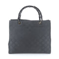 Gucci Black Leather Nylon Handbag Shoulder Bag Tote Bag (Pre-Owned)