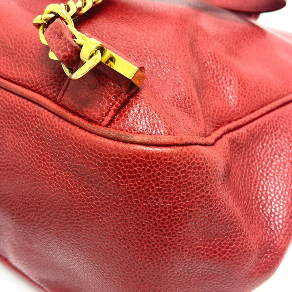 Chanel Red Color Grained Calfskin Backpack